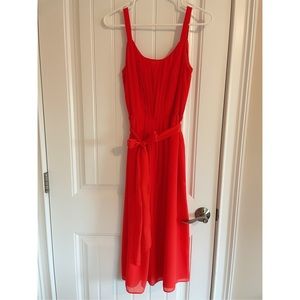 Loft bright orange midi dress